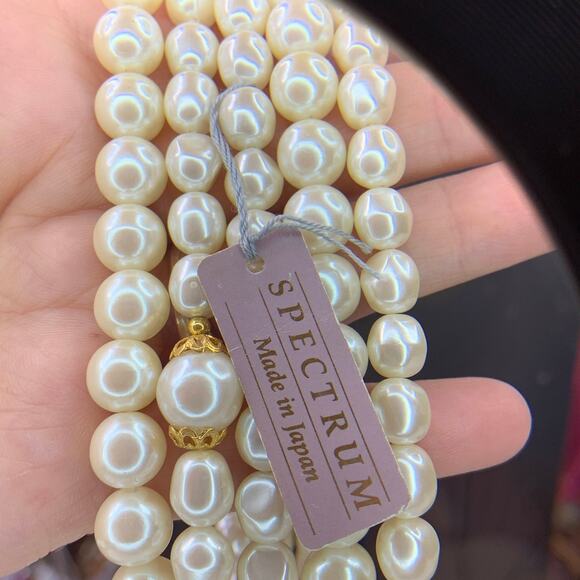 Vintage Japan Freshwater Pearl Choker Necklace Multi-Strand Spectrum NEW - Picture 2 of 7